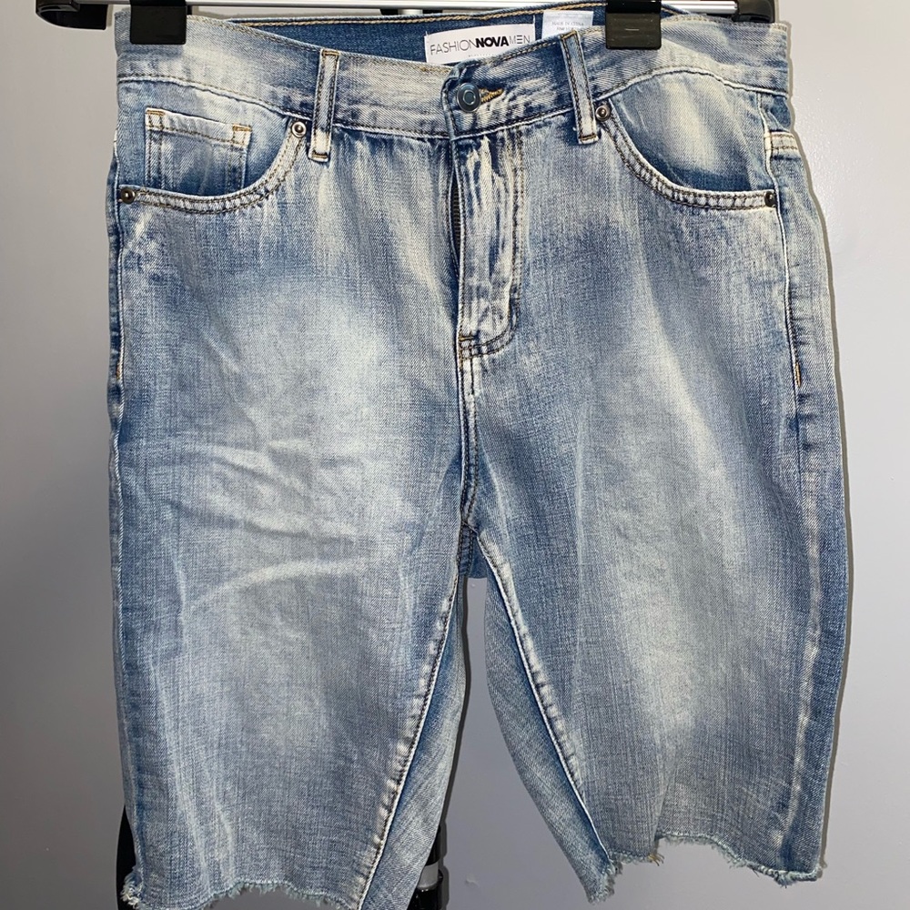 Fashion Nova Mens Light Denim Shorts